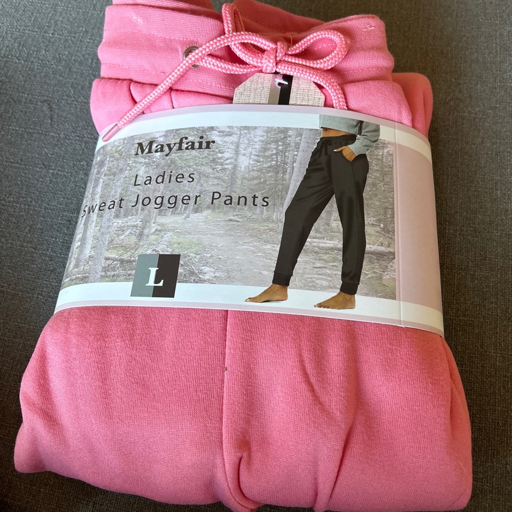 New Mayfair Ladies Sweat Jogger Pants in Pink Size: Large